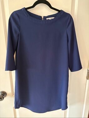 BB Dakota Navy Shift Dress with Three-Quarter Sleeves, Boatneck - size XS